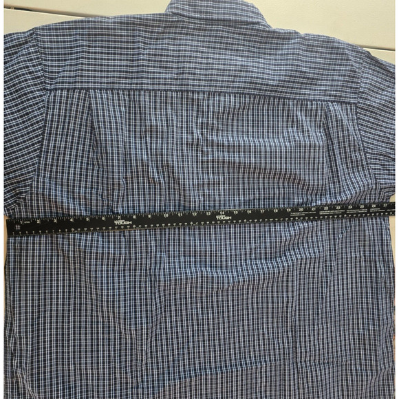Wrangler Button Down Shirt Men's 2XL Blue Plaid Cool River Cotton Short Sleeve - Picture 9 of 14